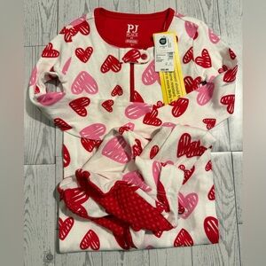 PJ Place Kids Heart Pajama Set - Red and Pink